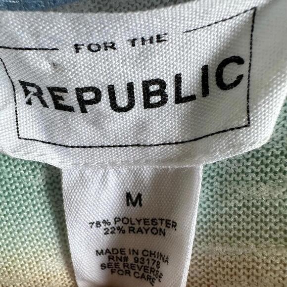 For The Republic Button Up Tie Front Rainbow Stripe Top Womens Sz M Beachy Boho - Picture 5 of 7